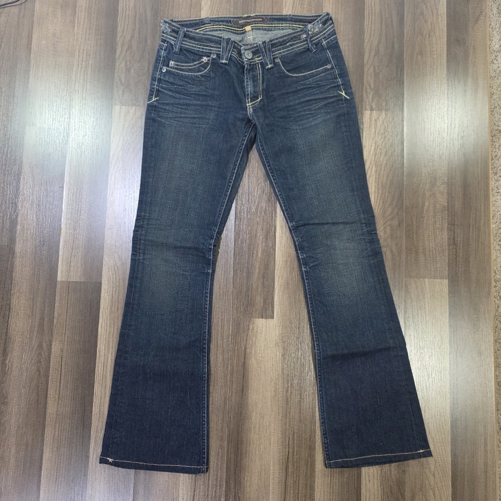 Yanuk Visionary Stitch Low Rise Boot Cut Distressed Boho Vintage Y2k Jeans. 28